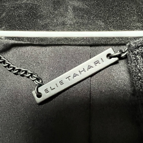 Ellie Tahari Lamb Suede Black Fringed Jacket - Picture 9 of 15